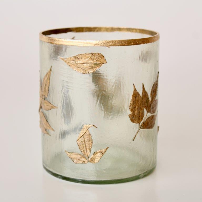 Gold Leaf Glass Candle Holder